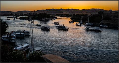Aswan - The Nile and the service boats