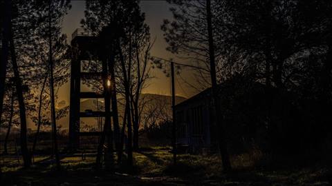 Solaki, Messinia.  The water tower and the primer school of the village
