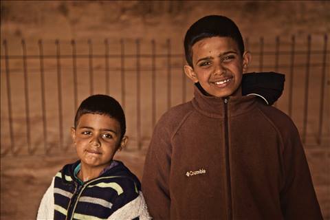 Petra, Jordan.  Two kids in Petra